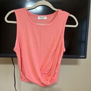 Zenana Outfitters Coral Twist-Front Tank